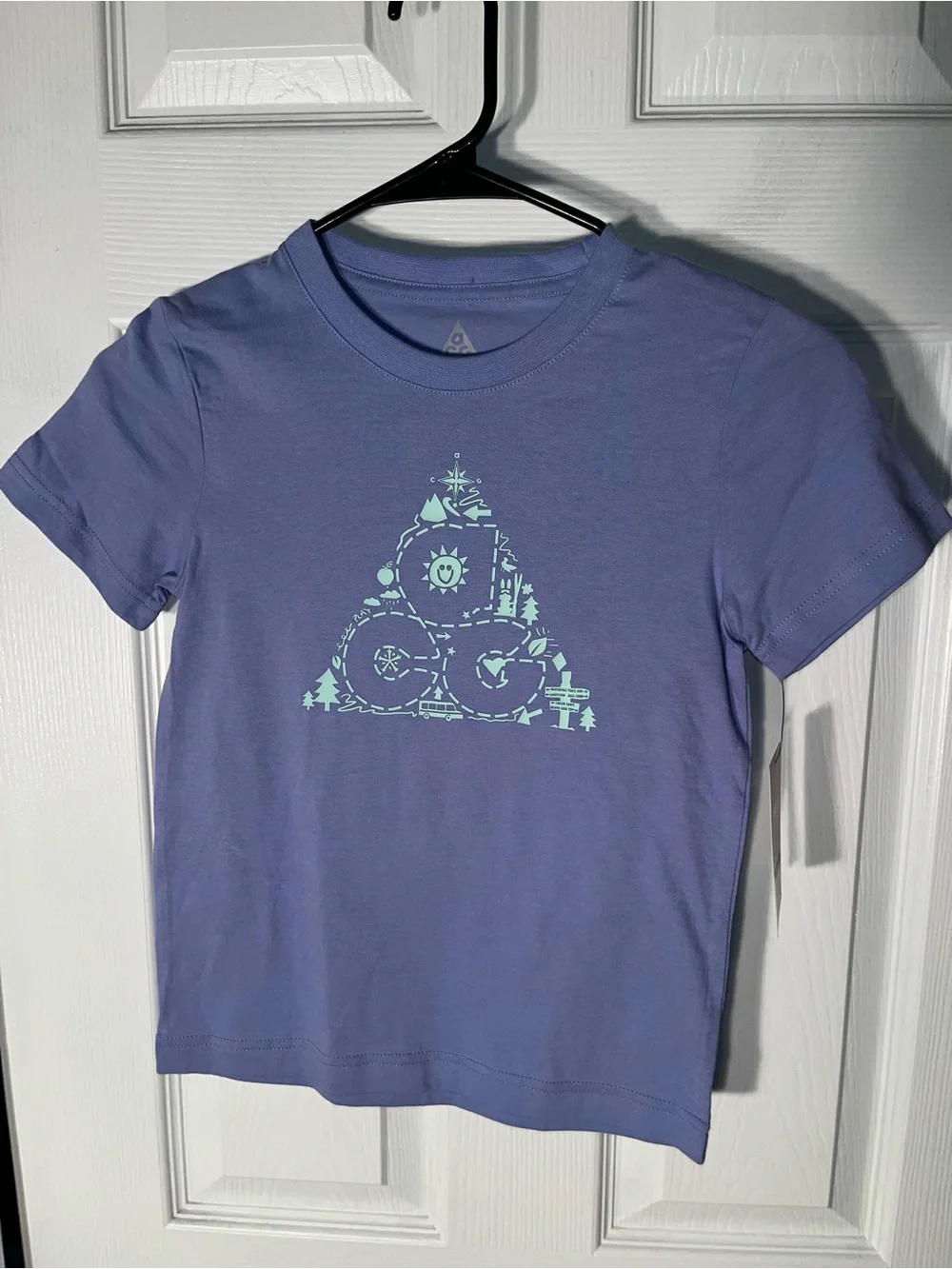 $30 Nike ACG Kids Girl's Size 7 Tee T Shirt Purple Light Thistle 86J886-P3F